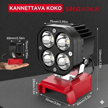 40 W kannettava 6000 lm LED-työvalo