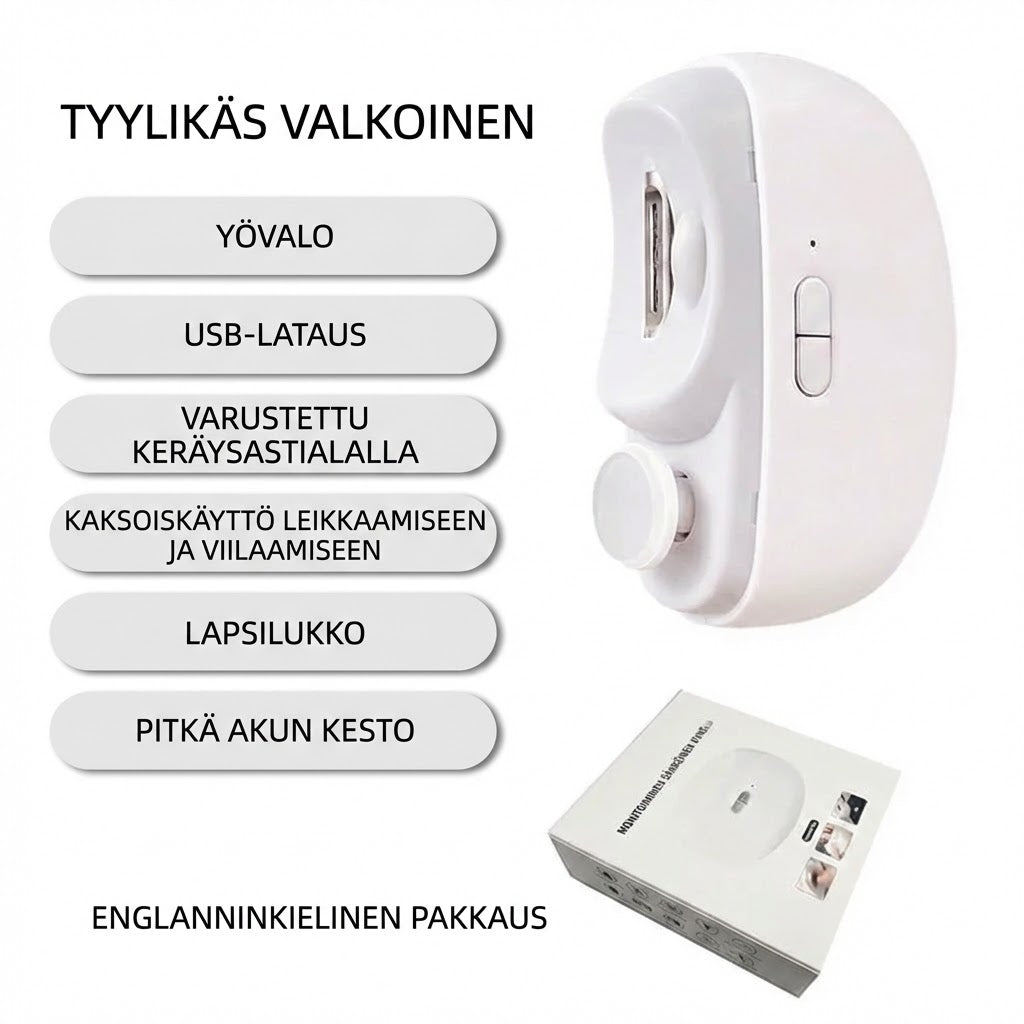 3-in-1 sähköinen kiillotuslaite ja automaattinen kynsileikkuri