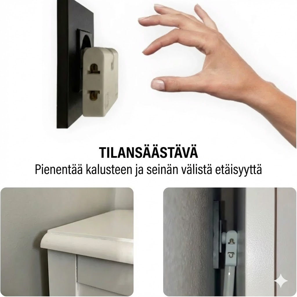 180° kääntyvä 3-osainen pistorasia