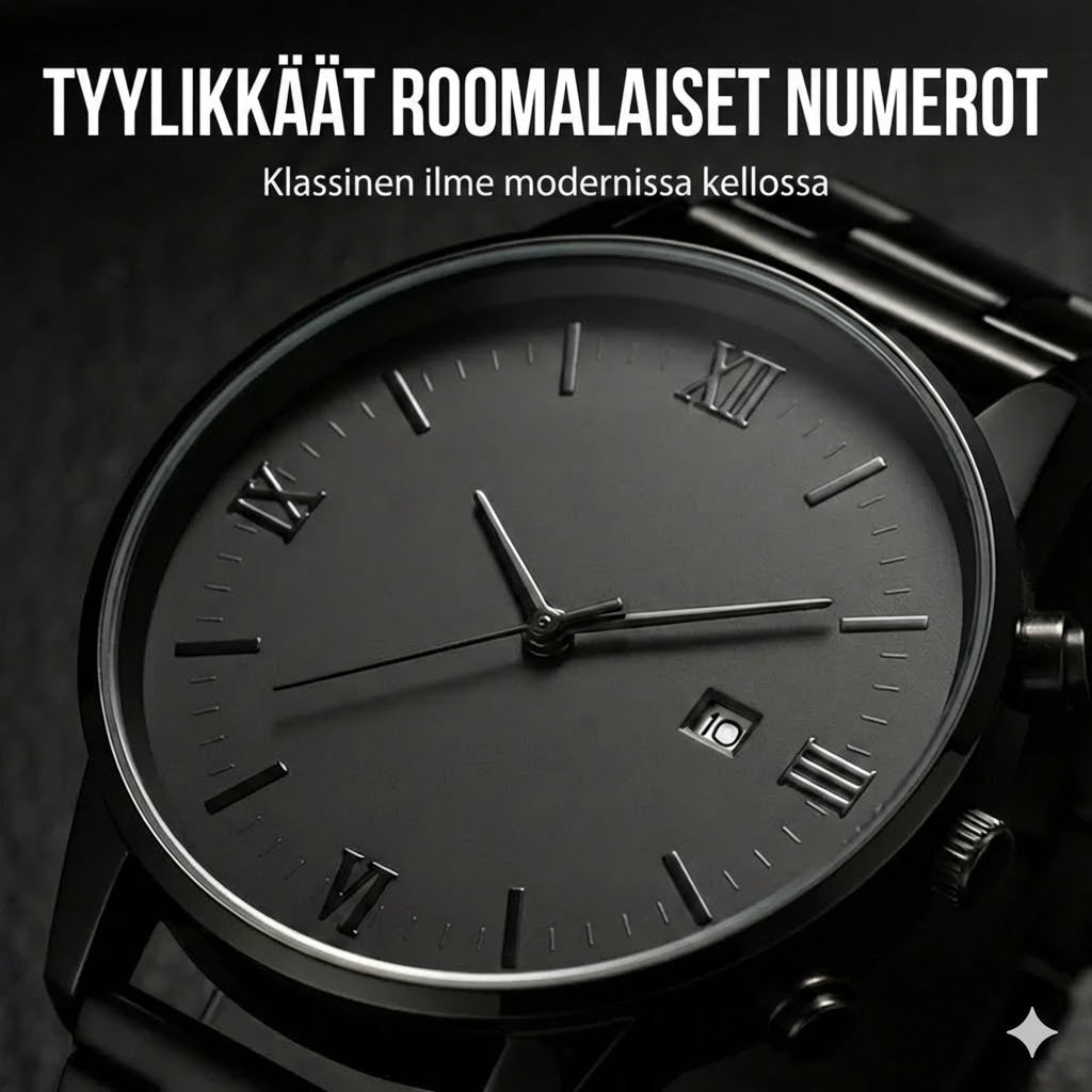 Minimalistinen miesten kvartsikello päivämääränäytöllä