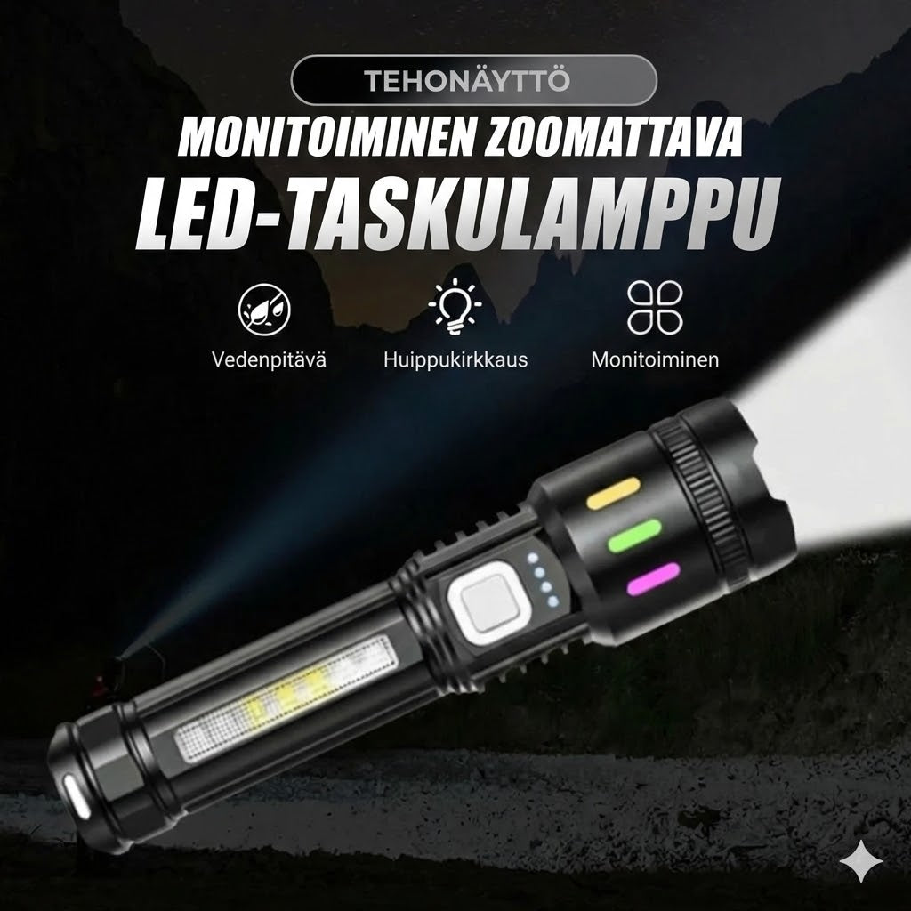 Digitaalinen LED-taskulamppu etäisyyszoomilla