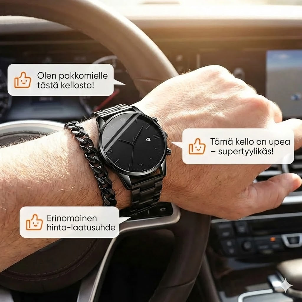 Minimalistinen miesten kvartsikello päivämääränäytöllä