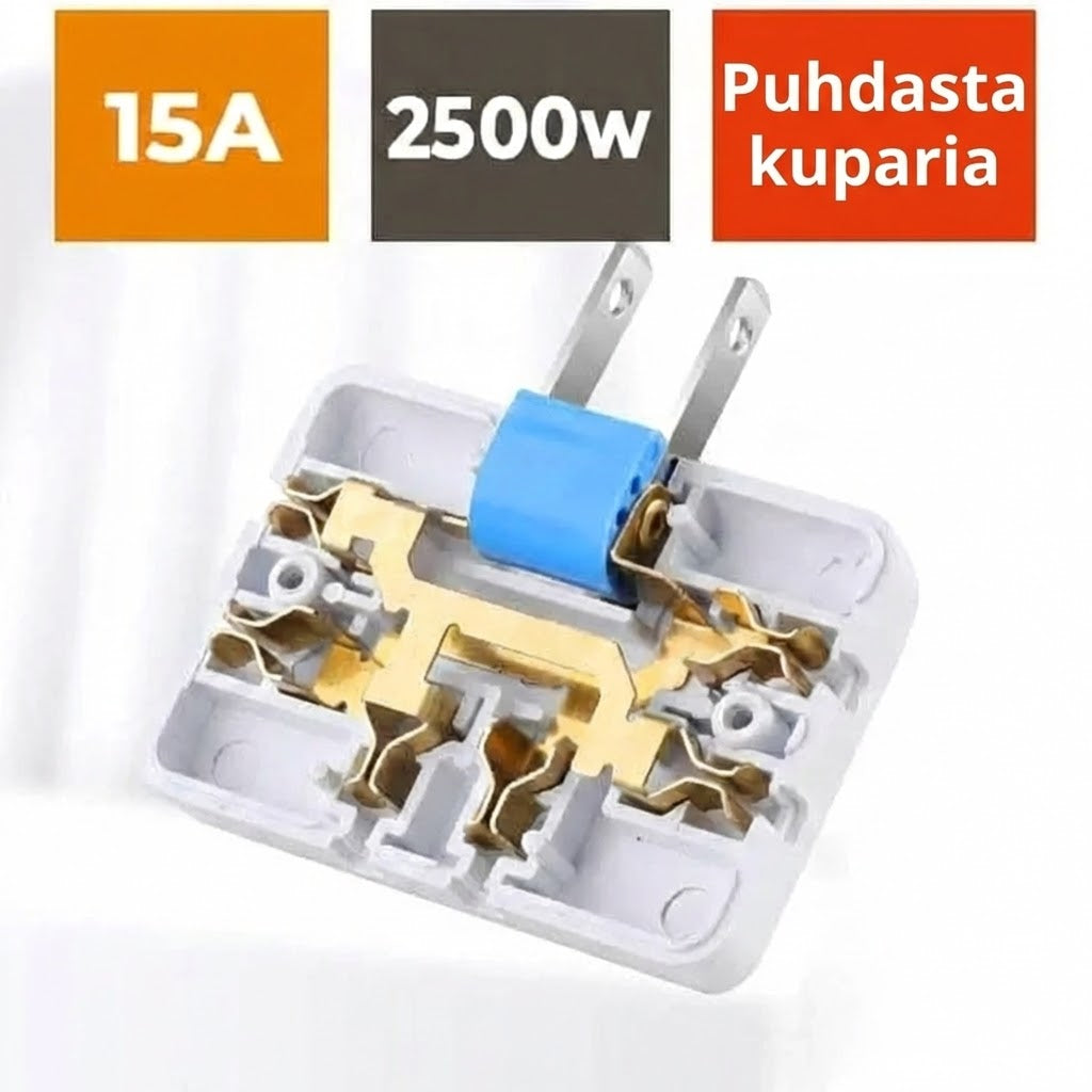 180° kääntyvä 3-osainen pistorasia