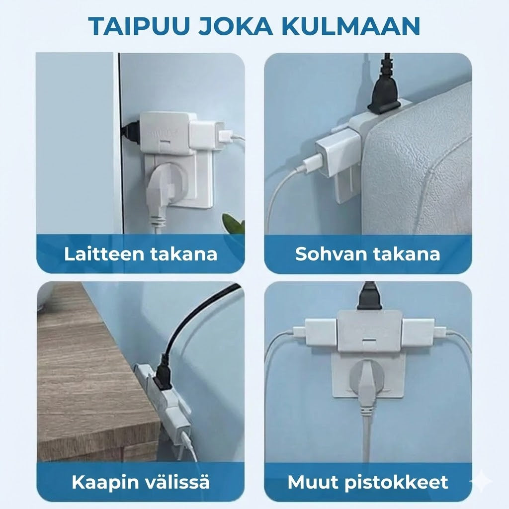 180° kääntyvä 3-osainen pistorasia